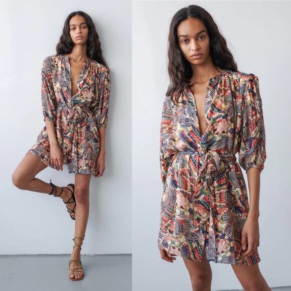 Chufy Ziggy Mini Dress Lightweight Belted Shirtdress Artsy Zion Olive Small $495
